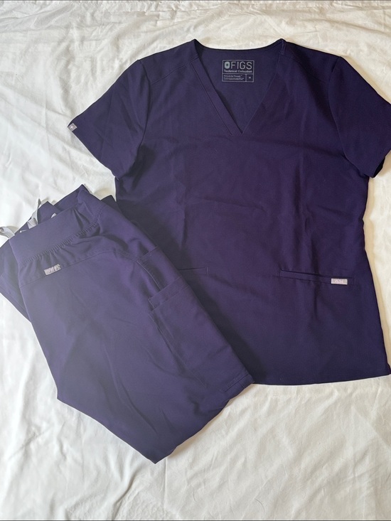Figs Tops - Figs Women’s Deep Purple Jame Casma V-Neck Scrub Top and Kade Pants Set